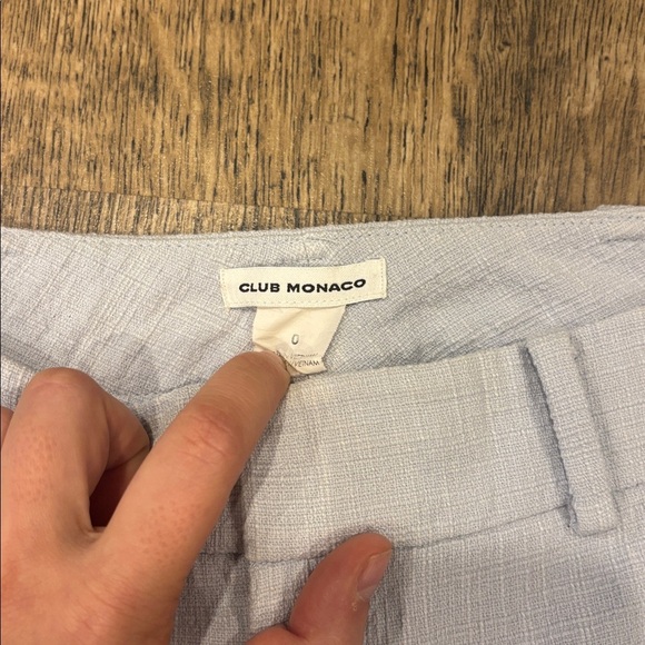 Club Monaco Soft Light Blue Cropped Textured Ankle Pants - Picture 3 of 10